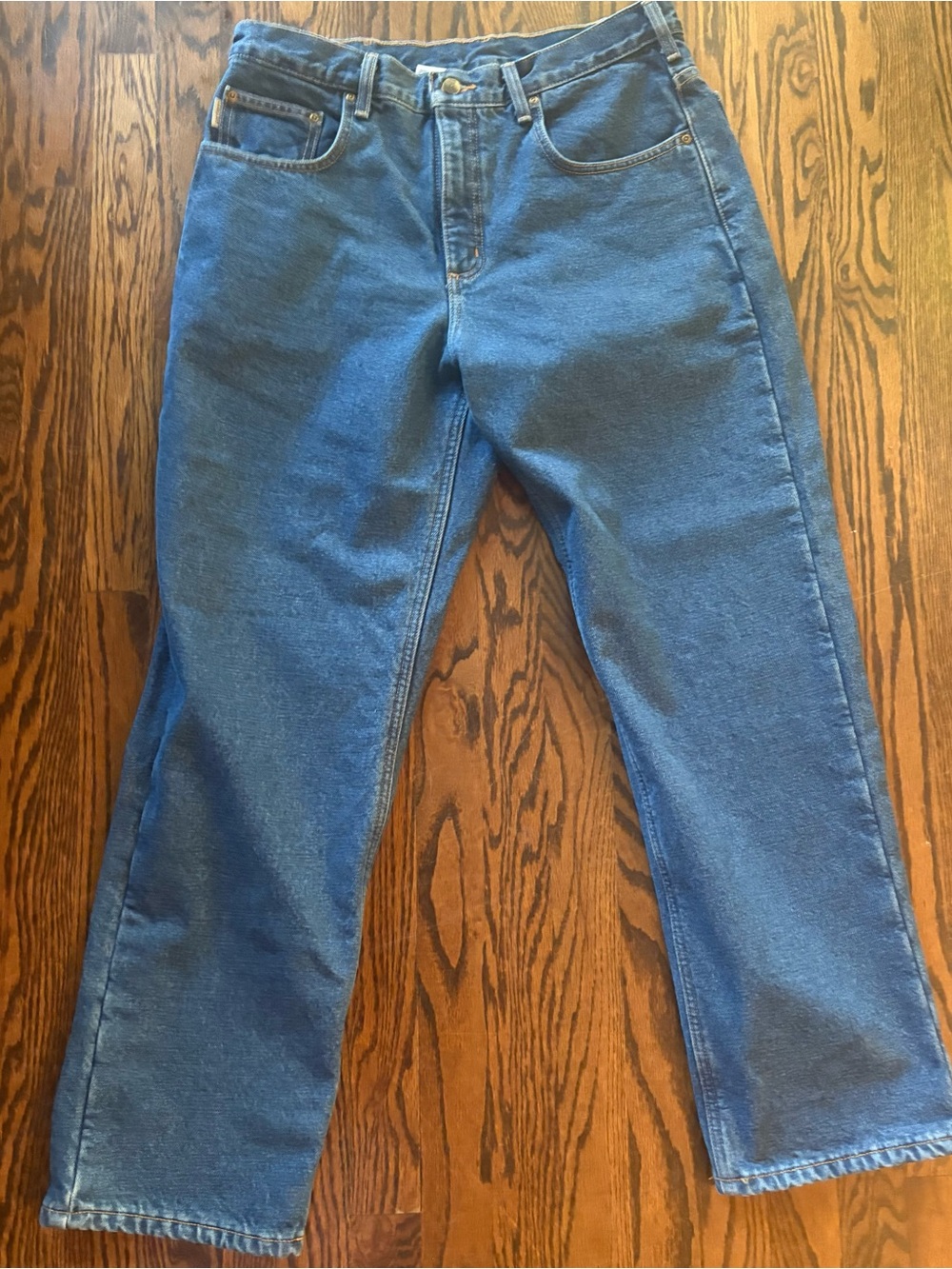 Carhartt Men’s 34x30 Fleece Lined Jeans Blue Denim Relaxed Fit Work Pants NWOT
